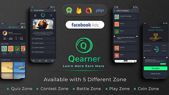 Qearner – Quiz App with Earning System + Admin Panel
