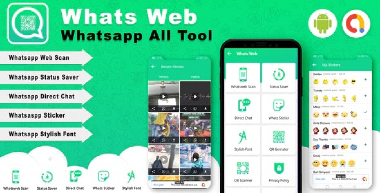Whats Tool : Android app with Whats web, Walk n Chat, Status Saver , Whats Fake Chat And More